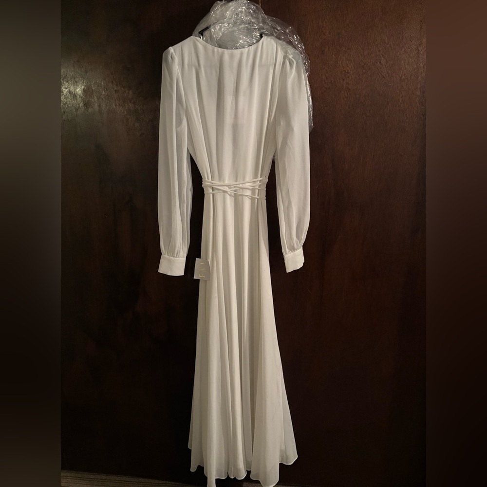 Lulu's Classic White V-Neck Wrap Dress - Picture 5 of 5